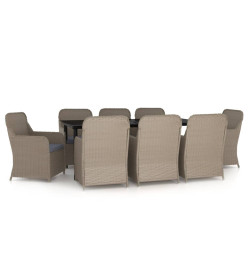 Ensemble de salle à manger de jardin avec coussins 7 pcs Marron