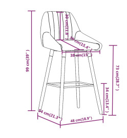 Tabouret de bar Gris foncé Tissu