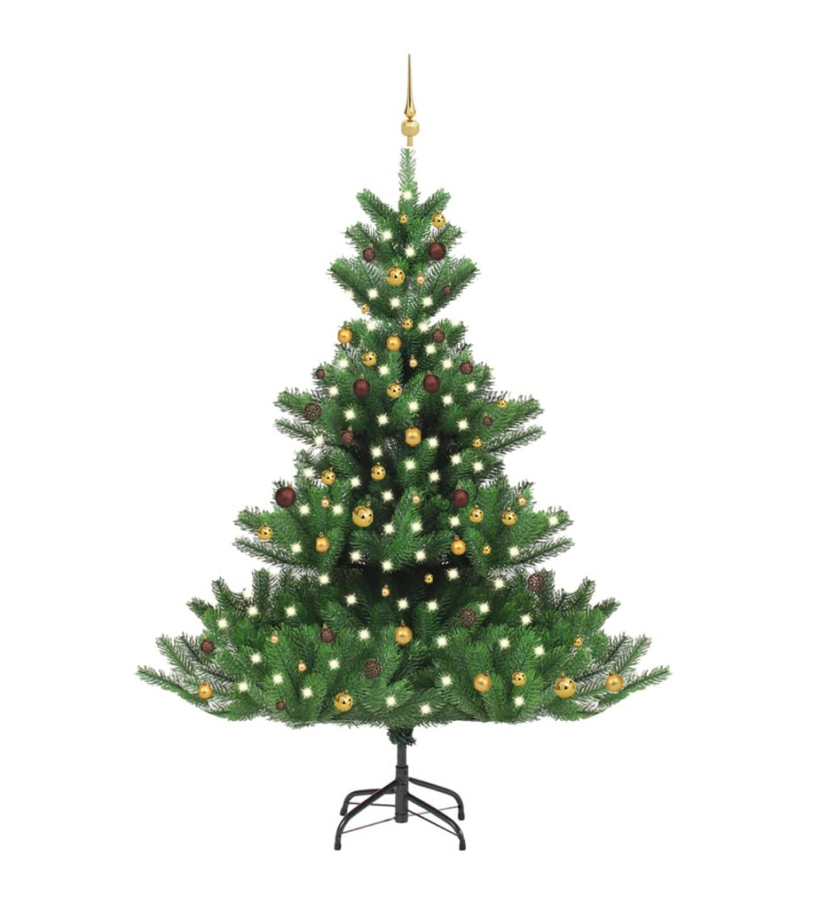 Sapin de Noël artificiel Nordmann avec LED et boules Vert 240cm