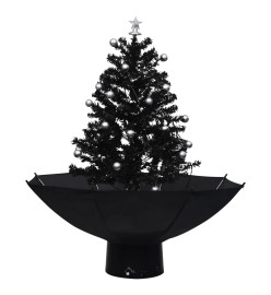 Arbre de Noël neigeux avec base de parapluie Noir 75 cm PVC