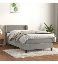 Lit à sommier tapissier et matelas Gris clair 90x200 cm Velours