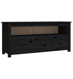 Meuble TV Noir 114x35x52 cm Bois de pin massif