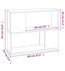 Bibliothèque/Séparateur de pièce Chêne fumé 80x24x63 cm