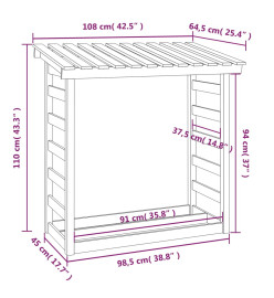 Support pour bois de chauffage 108x64,5x110 cm Bois de pin