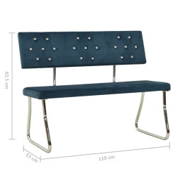 Banc 110 cm Bleu Velours