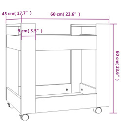 Chariot de bureau Sonoma gris 60x45x60 cm Bois d'ingénierie