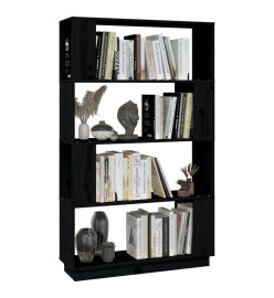 Bibliothèque/Séparateur de pièce Noir 80x25x132 cm Pin solide