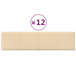 Panneaux muraux 12 pcs Crème 60x15 cm Tissu 1,08 m²