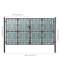 Portail simple de clôture Noir 300x225 cm