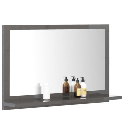 Miroir de salle de bain Gris brillant 60x10,5x37 cm Aggloméré