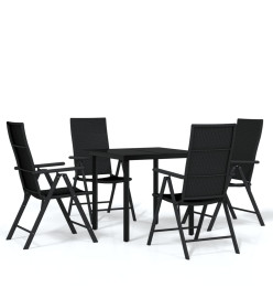 Ensemble de salle à manger de jardin 5 pcs Noir