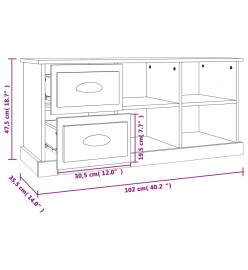 Meuble TV gris béton 102x35,5x47,5 cm bois d'ingénierie