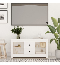 Meuble TV Blanc 103x36,5x52 cm Bois de pin massif