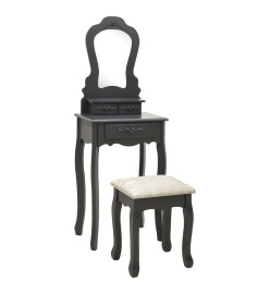 Ensemble de coiffeuse avec tabouret Gris 50x59x136 cm Paulownia