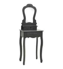 Ensemble de coiffeuse avec tabouret Gris 50x59x136 cm Paulownia