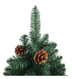 Sapin de Noël mince avec bois véritable et cônes vert 180cm PVC