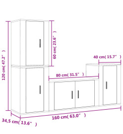 Ensemble de meubles TV 4 pcs Sonoma gris Bois d'ingénierie