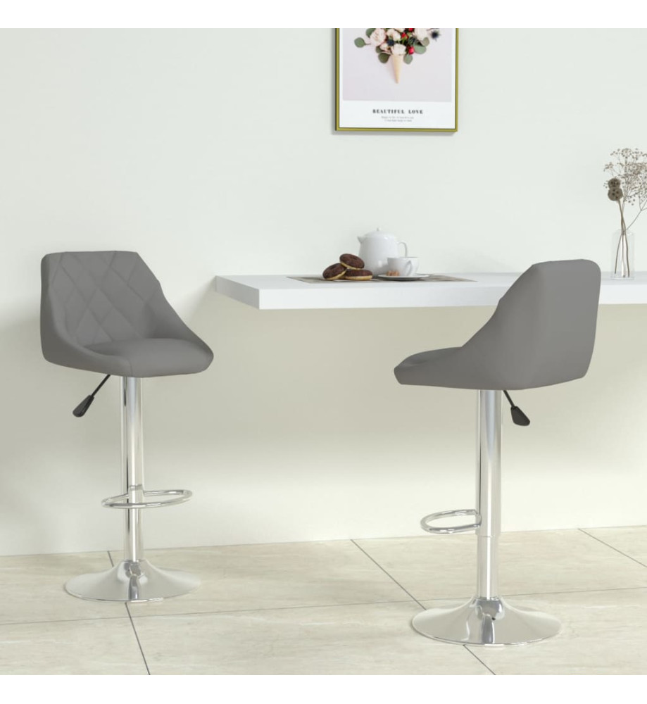 Tabourets de bar lot de 2 gris similicuir