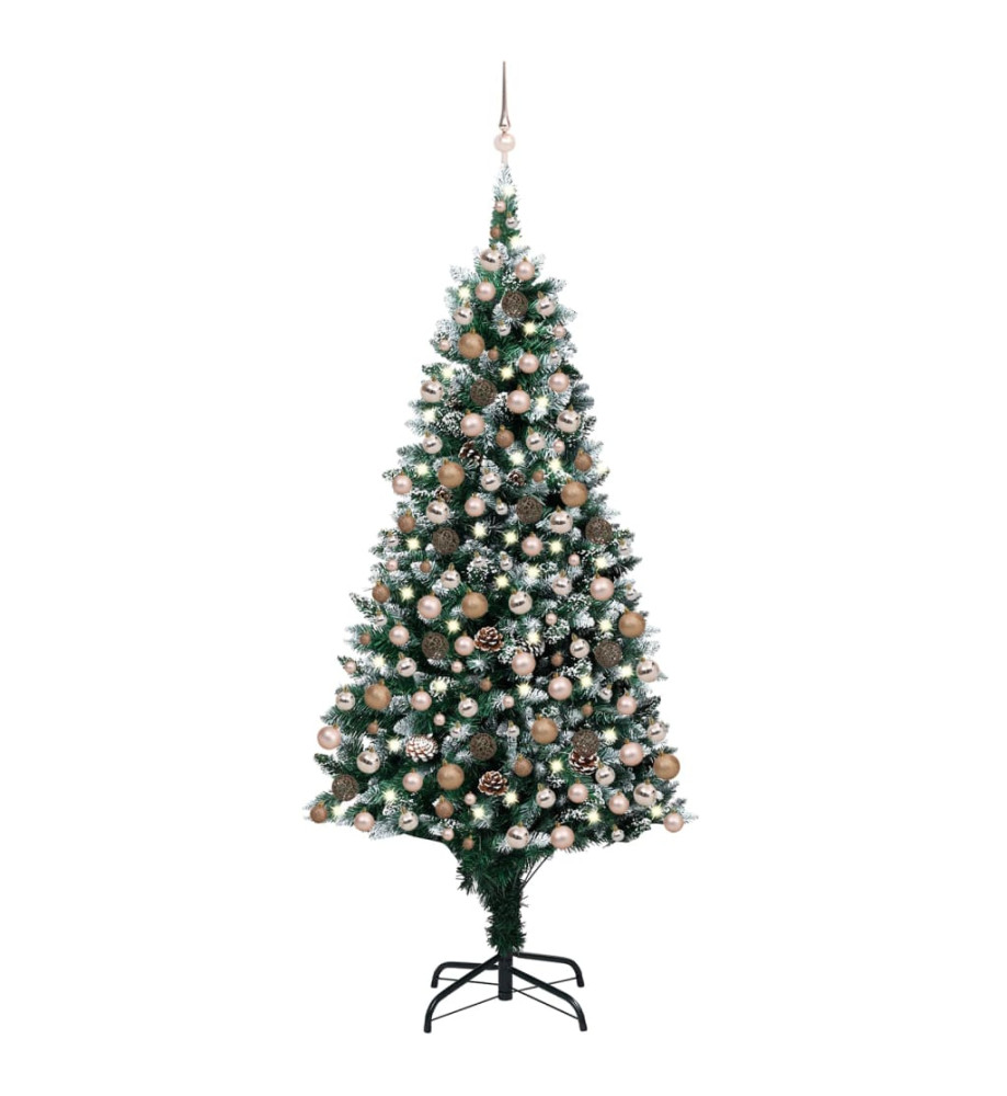 Arbre de Noël artificiel pré-éclairé/boules pommes de pin 210cm