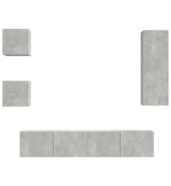 Ensemble de meubles TV 5 pcs Gris béton Bois d'ingénierie