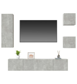 Ensemble de meubles TV 5 pcs Gris béton Bois d'ingénierie