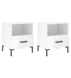 Tables de chevet 2 pcs blanc brillant 40x35x47,5 cm