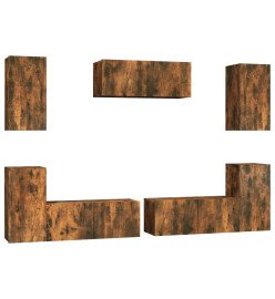 Ensemble de meubles TV 7 pcs Chêne fumé Bois d'ingénierie