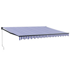 Auvent rétractable bleu et blanc 4x3 m tissu et aluminium