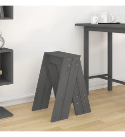 Tabourets lot de 2 gris 40x40x60 cm bois massif de pin