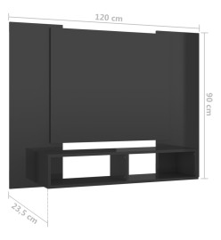 Meuble TV mural Gris brillant 120x23,5x90 cm Aggloméré