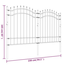 Clôture de jardin avec sommet de lance Noir 165 cm