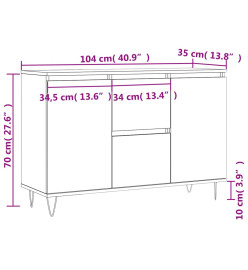 Buffet chêne fumé 104x35x70 cm bois d'ingénierie