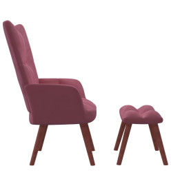 Chaise de relaxation avec repose-pied Rose Velours