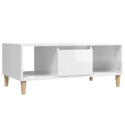 Table basse Blanc brillant 90x50x36,5 cm Bois d'ingénierie
