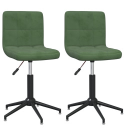 Chaises pivotantes à manger lot de 2 Vert foncé Velours