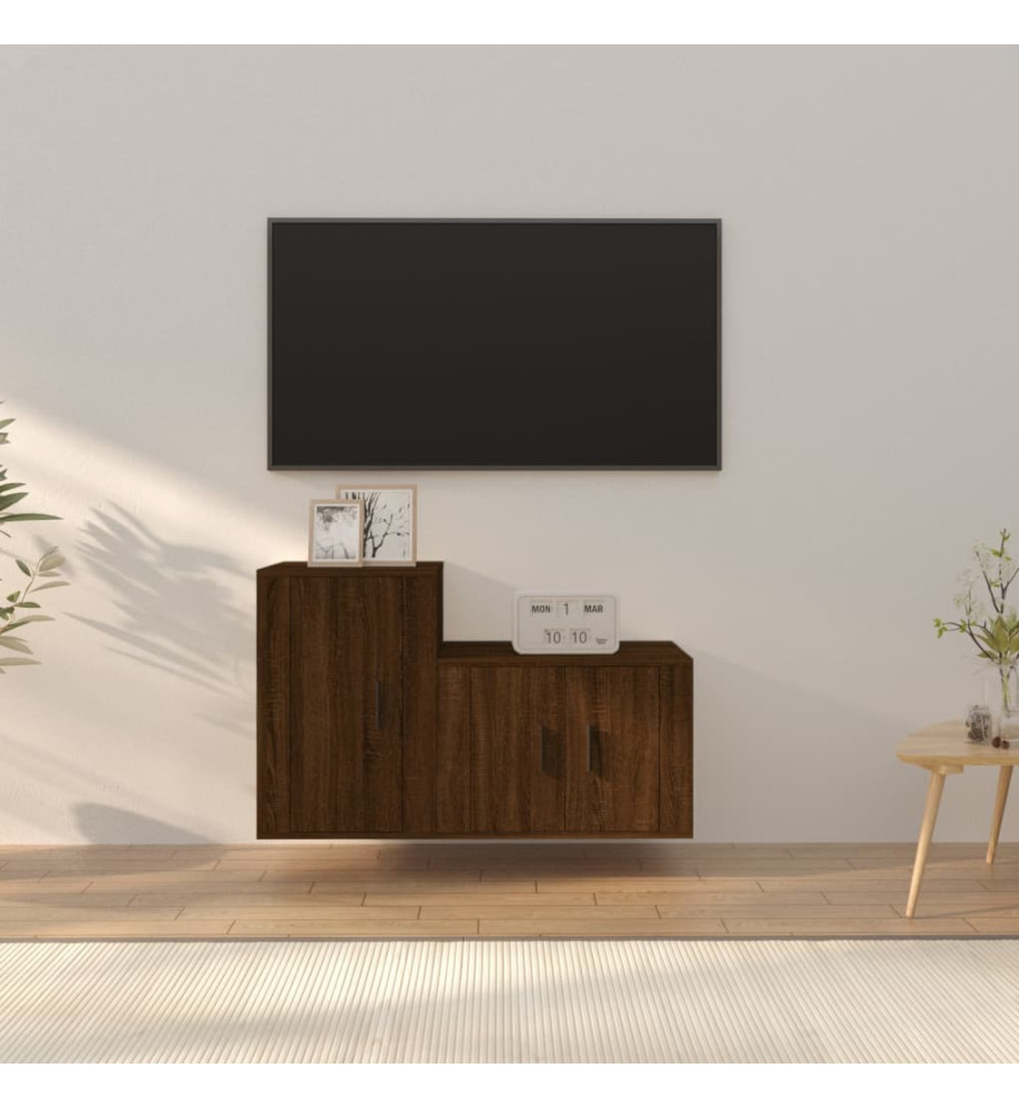 Ensemble de meubles TV 2 pcs Chêne marron Bois d'ingénierie