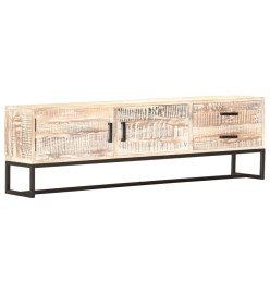 Meuble TV Blanc 140 x 30 x 45 cm Bois d'acacia massif