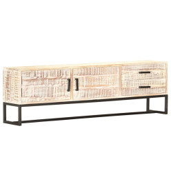 Meuble TV Blanc 140 x 30 x 45 cm Bois d'acacia massif