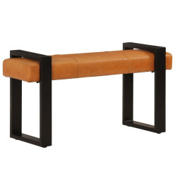 Banc Noir et marron 110 cm Cuir de chèvre véritable