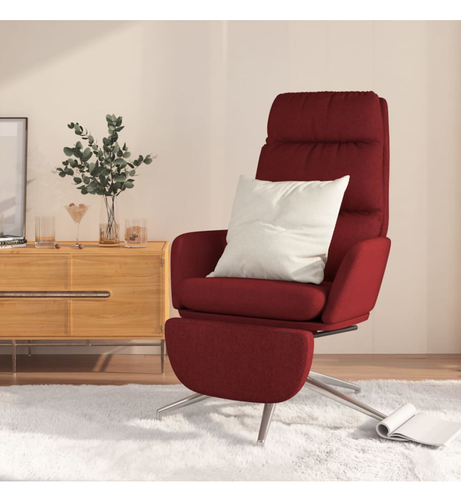 Chaise de relaxation avec repose-pied Rouge bordeaux Tissu