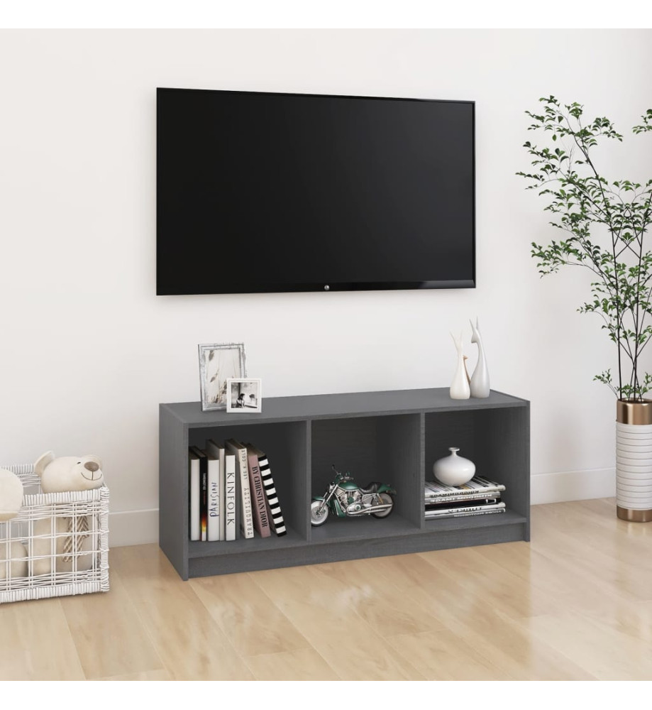 Meuble TV Gris 104x33x41 cm Bois de pin massif