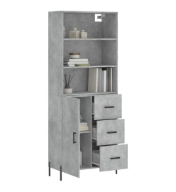 Buffet haut Gris béton 69,5x34x180 cm Bois d'ingénierie