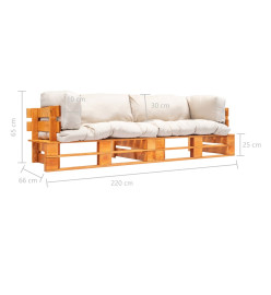 Canapés de jardin palette 2 pcs avec coussins sable pinède