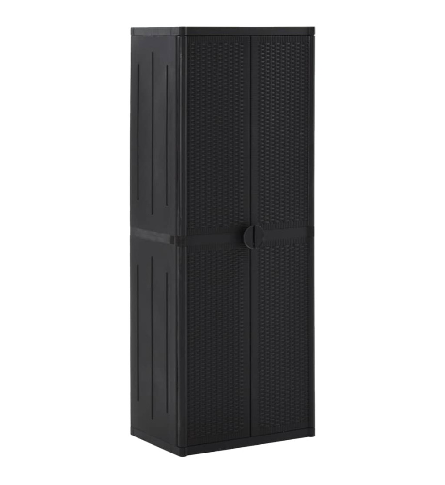 Armoire de rangement de jardin Noir 65x45x172 cm PP Rotin Armoire de rangement de jardin Noir 65x45x172 cm PP Rotin