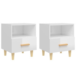 Tables de chevet 2 pcs Blanc brillant 40x35x47 cm