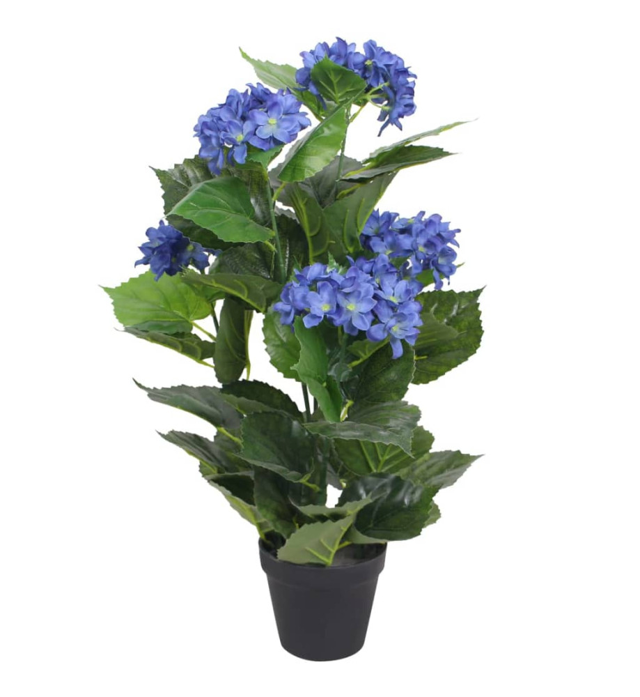 Plante hortensia artificielle avec pot 60 cm Bleu