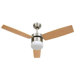 Ventilateur de plafond lampe et télécommande 108cm Marron clair