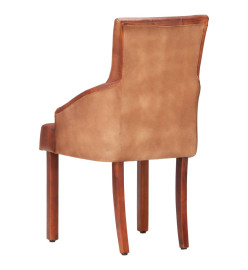 Chaises à manger lot de 6 marron cuir de chèvre véritable