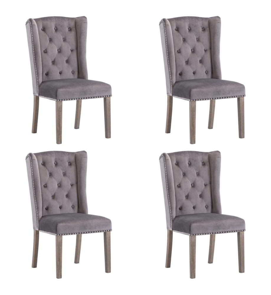 Chaises à manger lot de 4 gris velours