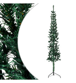 Demi sapin de Noël artificiel mince avec support Vert 120 cm